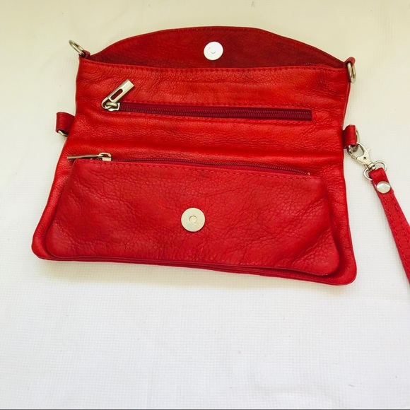 Genuine leather red crossbody/clutch bag - Picture 2 of 6
